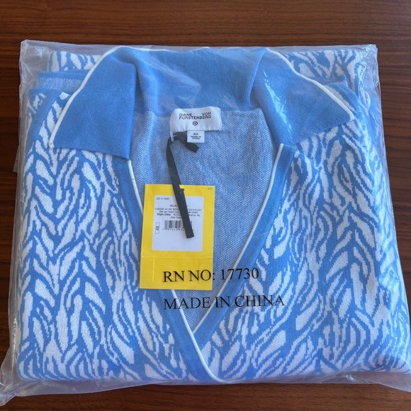 Sleeveless Sea Twig Blue Knit Midi Wrap Dress DVF Target 4X NEW Plus - Picture 2 of 3